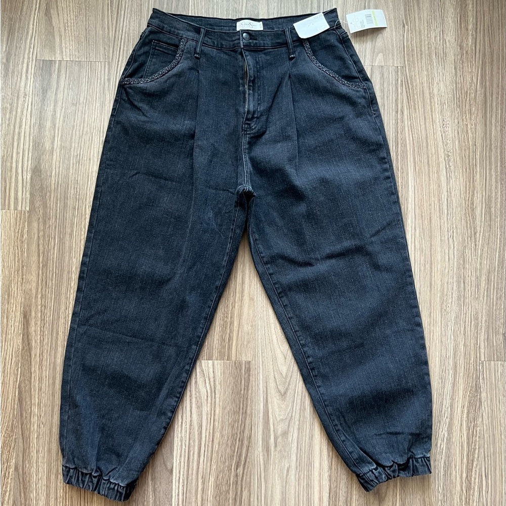 Jessica Simpson High Rise Denim Jogger Jeans Black Size 10/30 NWT